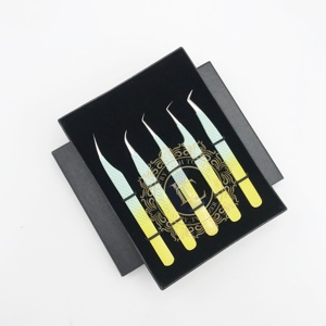 Pinzas de Punta plateada con recubrimiento en polvo Ombre, embalaje de logotipo personalizado, acero inoxidable sostenible para extensión de pestañas - Product Image 2
