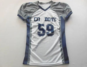 Uniformes de football américain sur mesure, maillots respirants à manches courtes, tailles plus grandes, 100% polyester, antibactérien, évacuation de l'humidité - Product Image 2