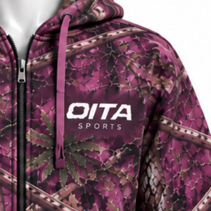 Plum Nature Print Full <b>Zip</b> Hoodie <b>Mens</b> Outdoor Casual Hooded Sweatshirt with Drawstring Kangaroo Pockets Winter Streetwear <b>Top</b> - Product Image 5