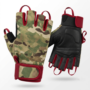 Guantes Deportivos de Medio Dedo, Camuflaje, Cuero PU, Correa de Muñeca Ajustable, Guantes de Camuflaje para Levantamiento de Pesas, Unisex - Product Image 1