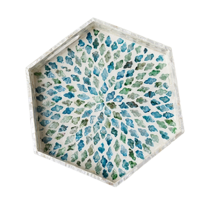 Premium Mother of Pearl Inlay Tray Handmade Sustainable Platter for <b>Coffee</b> <b>Table</b> Luxury Interior Storage - Product Image 2