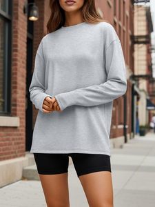 Nouveau style de t-shirt à manches longues pour femmes, léger, respirant, en coton, t-shirt basique tendance, fournisseur de vêtements personnalisés OEM ODM - Product Image 3