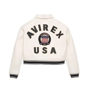 Veste en cuir courte respirante pour femmes Avirex, design personnalisé, best-seller, veste en cuir Avirex professionnelle de couleur unie pour femmes - Product Image 2