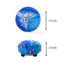 กลองเหล็กเคลือบสีน้ำเงินพร้อมไม้ตียาง สำหรับการทำสมาธิ โยคะ การผ่อนคลาย การบำบัดด้วยเสียง ของขวัญดนตรี - Product Image 5