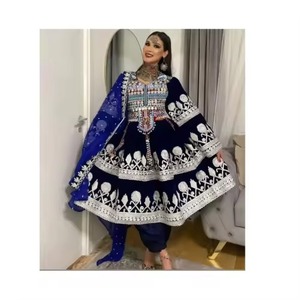 Robe pakistanaise afghane de style occidental simple et écologique pour mariage et fête, robe longue à manches longues faite à la main, tenue décontractée pour femmes - Product Image 5