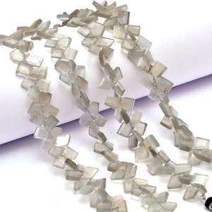 Pierre de lune grise AAA+ 6x8mm-7x10mm, perles facettées en forme de pépite, pierre de lune naturelle, pierre semi-précieuse, perles taillées à facettes, perles roulées pour bijoux - Product Image 1