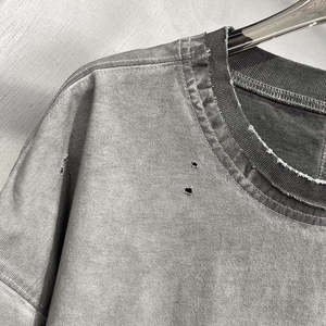 T-shirts délavés à l'acide en polyester/coton, décontractés, à manches courtes, légers, très demandés - Product Image 6