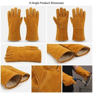 Gants de soudage en cuir de vachette jaune de qualité supérieure, résistants à la chaleur et à l'abrasion, gants de travail de sécurité robustes - Product Image 5