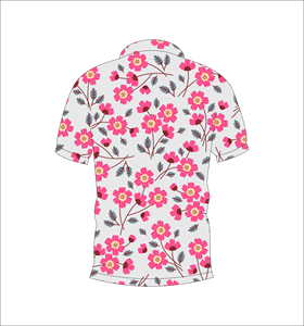 Polo pour homme à imprimé floral rose, décontracté, manches courtes, léger, respirant, pour le golf - Product Image 5