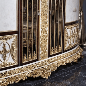 Armario Clásico Europeo de Caoba de Alta Gama Personalizado, Armario de Lujo con Tallado Dorado, Panel Decorativo de Marfil, Muebles para Dormitorio - Product Image 4