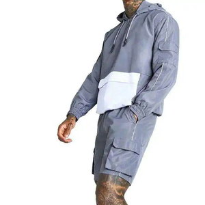 New Fashion Two-Piece Shorts Set Windbreaker Zip-Up Hooded Jacket with Track Suit - Product Image 4