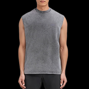 Custom Streetwear Men's Vest Tank Top T Shirt Men Acid Washed Vintage Sleeveless T-shirt - Product Image 6