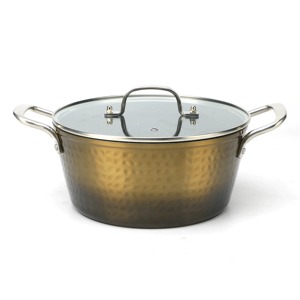 Cacerola metálica de calidad industrial, de doble tono, con tapa de vidrio para utensilios de cocina de hotel, fabricada con elegancia por KHOOSI OVERSEAS - Product Image 3