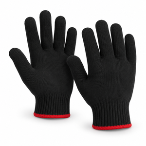 Black Cotton Work <b>Gloves</b> <b>Knit</b> Wrist Anti-Slip Full Texture General Purpose Safety <b>Gloves</b> - Product Image 4