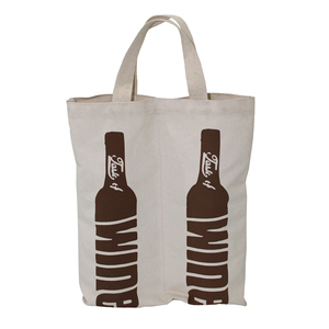 12 Oz Natural <b>Canvas</b> Whisky Bottle Tote Bag One Colour Print with Cotton Web Handle for Wine Gift Promotion - Product Image 1