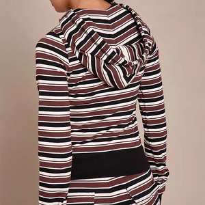 Conjunto de Salón Personalizado para Mujer, Chándal de Punto a Rayas de 2 Piezas, Sudadera con Capucha de Manga Larga y Pantalones Largos, Ajuste Holgado Informal para Todas las Estaciones - Product Image 5