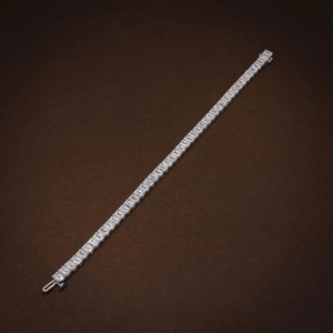 Bracelet en diamants de laboratoire de forme émeraude, bracelet tennis en diamants, bijoux fins, bracelet classique et élégant pour femmes - Product Image 2