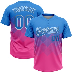 เสื้อซอฟต์บอลแบบซับลิเมชั่นสั่งทำพิเศษ สีฟ้าชมพูไล่เฉด ระบายเหงื่อได้ดี แขนสั้น พร้อมชื่อทีมและหมายเลข 00 - Product Image 1
