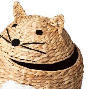 Nouveau design, panier de rangement pour chat en jacinthe d'eau tressée à la main, avec couvercle, idéal pour l'organisation de la chambre de bébé, vente en gros - Product Image 6