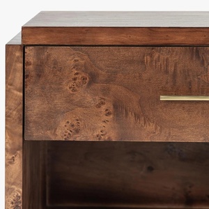 Table de chevet moderne en teck massif de haute qualité, couleur brun foncé, pour usage intérieur. - Product Image 2