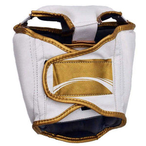 White <b>Boxing</b> Head Guard with Gold Trim Protective Gear for Adults Unisex Hook & Loop Closure Universal Use - Product Image 3