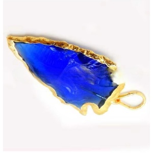 Derniers pendentifs en verre électroplaqué bleu en forme de pointe de flèche, tendance mode, pendentifs unisexes en verre coloré - Product Image 3