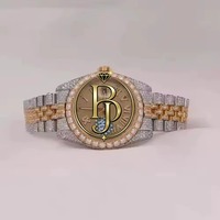 Montre-bracelet de luxe en acier inoxydable argenté, à quartz analogique, avec verre cristal, lunette ornée, chiffres romains étincelants, date et fermoir déployant 10