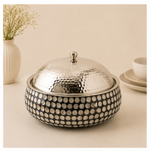 Elegante Olla Aislada de Acero Inoxidable con Incrustaciones de Nácar, Diseño Martillado, Doble Pared, para Buffet de Hotel - Product Image 5