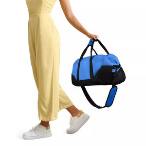 Blue Oxford Polyester Sport <b>Duffel</b> <b>Bag</b> with Black Trim Zipper Closure Durable Eco-Friendly Lightweight Fitness Travel Gym - Product Image 2