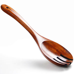 Ensemble de service à salade en bois de luxe, cuillère et fourchette artisanales, ustensiles de service écologiques, finition miroir haute brillance, cuisine moderne, salle à manger - Product Image 5