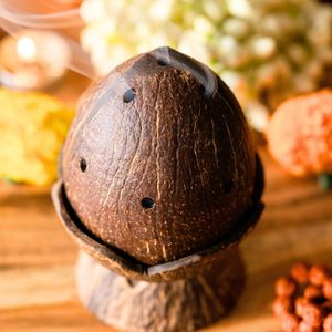 Handcrafted Coconut Shell Dhoop Batti Stand Natural <b>Incense</b> <b>Holder</b> for Home Office Meditation Decor - Product Image 6
