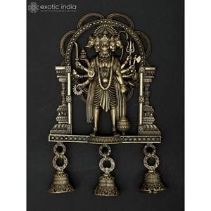รูปปั้นทองเหลืองแขวนผนังลาย panchamukhi hanuman พร้อมระฆัง Superfine 7 "สินค้าประเภทพรีเมี่ยม - Product Image 1