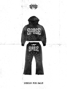 Members <b>Only</b> Hoodie & Pants Set Sublimation Print Rhinestone Design Unisex Streetwear Autumn Crop Fit Oversized 320gsm Polyester - Product Image 3