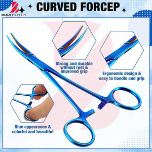 2 pièces, couleur bleue, fournisseur fiable, pinces droites et courbées en acier inoxydable, instruments chirurgicaux, forceps hémostatiques Kelly - Product Image 2