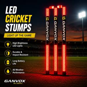 Piquets de cricket LED lumineux pour l'entraînement, batterie rechargeable, installation facile, en plastique léger pour les matchs d'entraînement - Product Image 2