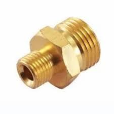 Unión reductora hexagonal de latón forjado pulido de alta presión con rosca NPT macho x macho para tubería en pulgadas - Product Image 1