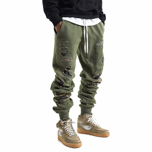 Wholesale Jogger Distress Sweatpants Men Winter Streetwear Windproof Distressed Fleece <b>Trouser</b> Pajama - Product Image 2