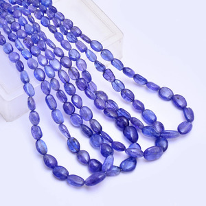 Perles de Tanzanite AAA+ ovales lisses 5x6mm-9x12mm, pépites naturelles violettes, pierres précieuses, perles roulées en vrac pour bijoux - Product Image 3