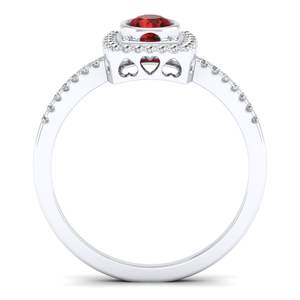 แหวนเพชรพลอยทับทิมทองคำขาว 14K แท้จาก REYES ราคาขายส่ง สำหรับผู้หญิง ของขวัญวันครบรอบสุดหรู พร้อมต่างหูเพชร - Product Image 4