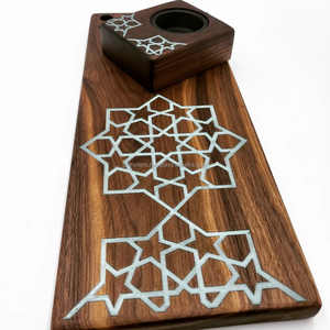 Mabkhara élégante pour les rituels de parfum d'intérieur, brûleur d'oud arabe avec finition époxy et base en bois - Product Image 4