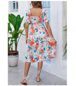 Vestido Moderno Asimétrico con Cintura Natural, Estampado Floral, Largo hasta la Rodilla, Silueta en A, para Mujer, de Polialgodón, Transpirable y Ligero - Product Image 2