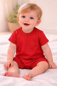 ชุดรอมเปอร์เด็กอ่อนแบบยูนิเซ็กซ์ ผ้าฝ้ายออร์แกนิค 100% ปรับแต่งได้ แขนสั้น นุ่ม ระบายอากาศดี ป้องกันรอยยับ ติดกระดุมแป๊ก สำหรับเด็กแรกเกิด - Product Image 4