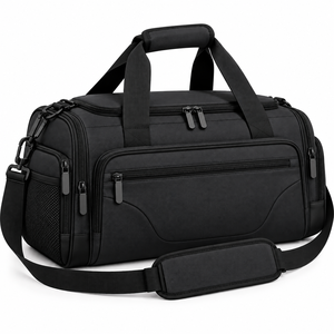Bolsa Deportiva de Nailon Negra con Correa Ajustable, Cierre de Cremallera con Múltiples Bolsillos, Bolsa de Fitness Casual Unisex, Capacidad de 30-40L - Product Image 1