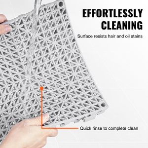 55PCS <b>Interlocking</b> Grey PVC Floor <b>Tiles</b> 12\" X 12\" X 0.6\" Non-Slip Drainage Hole Soft Splicing Plastic Flooring 55PCS Grey - Product Image 5
