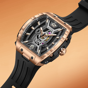 Montre mécanique à double squelette Bonest Gatti, système d'éclairage nocturne, mouvement automatique, bracelet en caoutchouc pour homme, résistance à l'eau 50M, BG5601 - Product Image 1