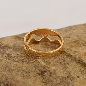 <b>Indian</b> Solid 925 Sterling Silver Geometric Yellow Gold <b>Ring</b> With Orange Zircon Bezel Setting Minimalist Design Fine <b>Ring</b> Jewelry - Product Image 4