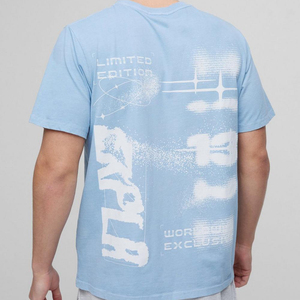 เสื้อยืดผู้ชายสีฟ้าอ่อนลายกราฟิกสำรวจอวกาศ สไตล์วินเทจ สำหรับฤดูร้อน รุ่นใหม่ล่าสุด ขายส่ง รับทำโลโก้ตามสั่ง - Product Image 3
