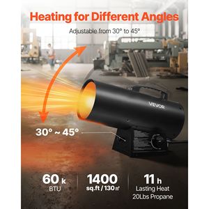 Riscaldatore ad aria portatile a propano 60000BTU con impostazioni di temperatura continua per uso esterno del Patio - Product Image 2