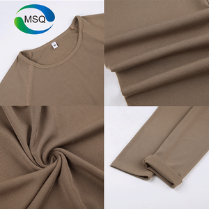 Ensemble de sport pour femmes avec logo personnalisé, vente en gros, vêtements de sport, ensemble de fitness, legging et haut court, 2 pièces, sans couture, manches longues, côtelé, ensemble de yoga - Product Image 2