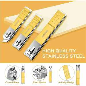 AQDAS INDUSTRIES Professional Manicure Kit Stainless Steel Nail <b>File</b> Tweezers Cuticle Pusher 5-in-1 Nail Clipper 6-Piece Set for - Product Image 4